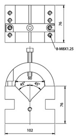 Pryzma kabłąkowa jednożłobkowa 102x76x76 1szt.
