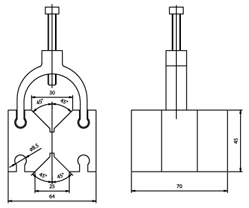 Pryzmy kabłąkowe dwużłobkowe 64x45x70 2szt.