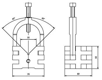 Pryzmy kabłąkowe dwużłobkowe 60x50x70 2szt.