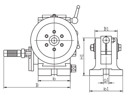 Stół podziałowy uchylny Vertex BS-1-J-6 z uchwytem 160 mm + konik i akcesoria