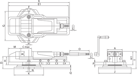 Imadło maszynowe hydrauliczne 130mm z obrotnicą - Tajwan