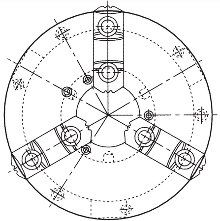 Uchwyt tokarski 3-szczękowy 160mm, montaż od czoła - Tajwan