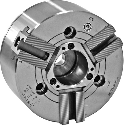 Uchwyt tokarski 3-szczękowy 315mm, 60° z dużym przelotem - Bison 2405-K
