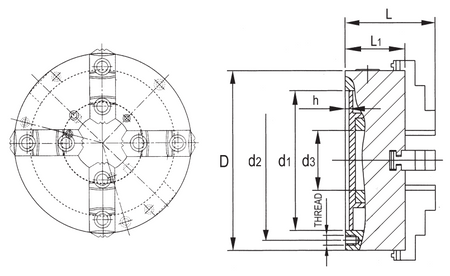 Uchwyt tokarski 4-szczękowy samocentrujący 250 mm - VPS-10AK Tajwan